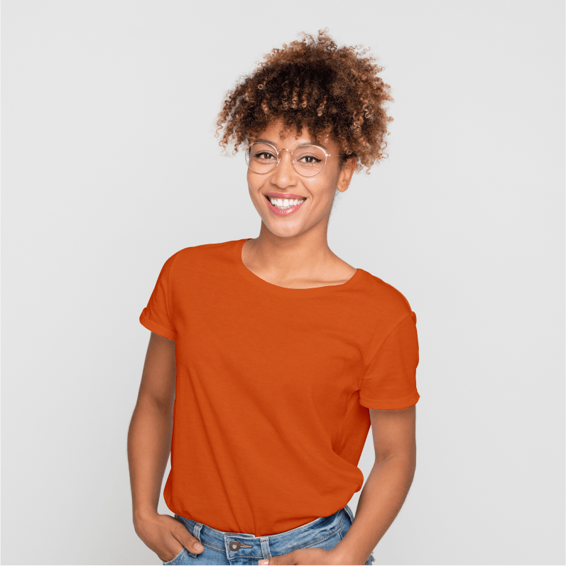 Duurzaam t-shirt oranje ronde hals